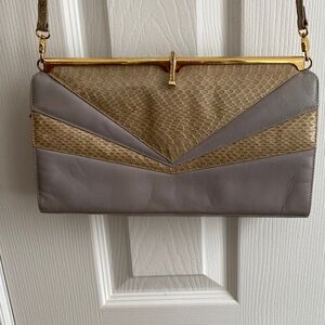 Vintage Elegant Gray and Gold Clutch Bag